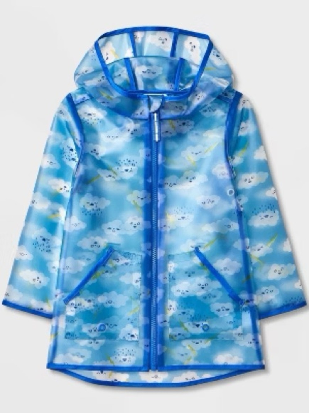 Cat & Jack Blue Cloud Print Hooded Raincoat